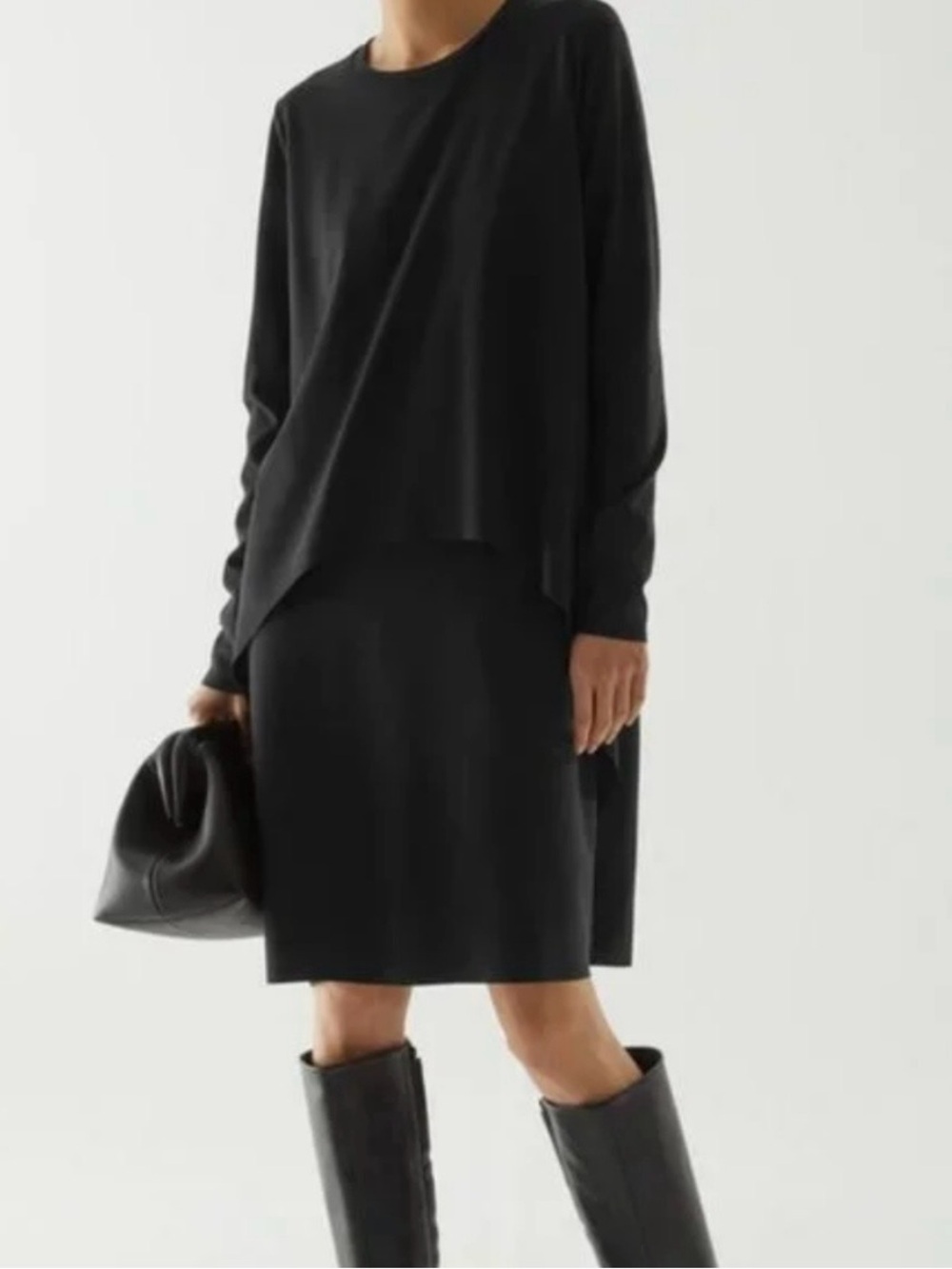 COS Black Layered Long Sleeve Dress Size Medium